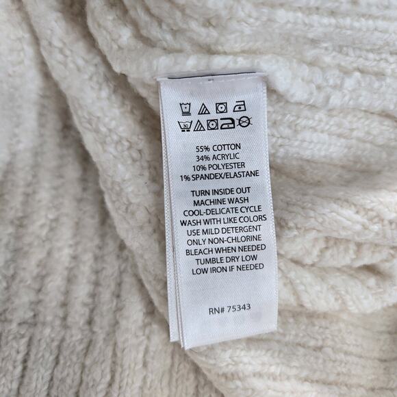 Rachel Roy Ribbed Sweater Sz XL Ivory Mock Neck Long Sleeve Soft Cozy Stretch - Picture 13 of 13